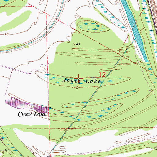 Topographic Map of Jones Lake, LA