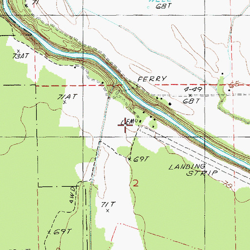 Topographic Map of Jordan Cemetery, LA