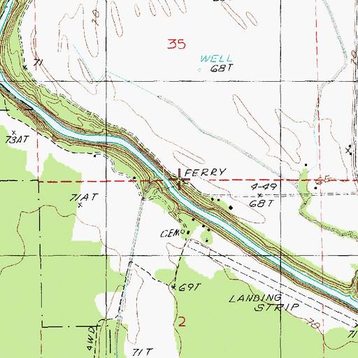 Topographic Map of Jordan Ferry, LA