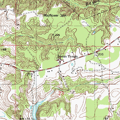 Topographic Map of Jordan Temple Church, LA