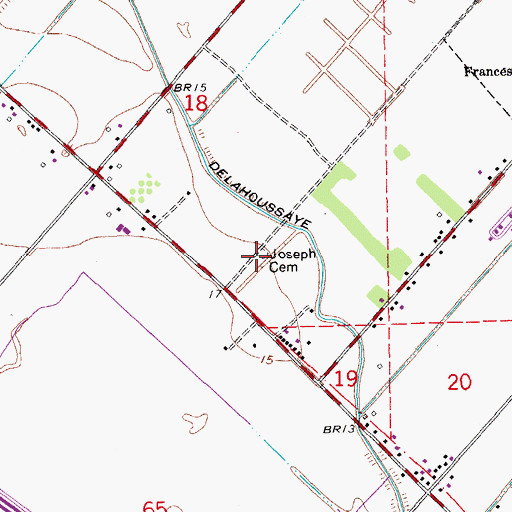 Topographic Map of Joseph Cemetery, LA