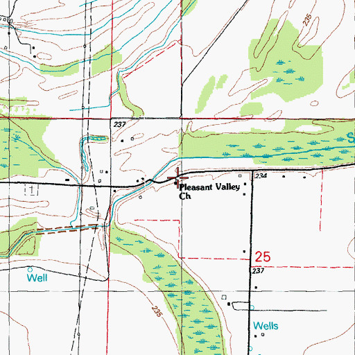 Topographic Map of Pleasant Valley Church, AR