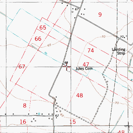 Topographic Map of Jules Cemetery, LA