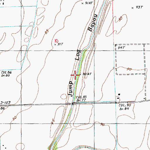 Topographic Map of Jump Log Bayou, LA