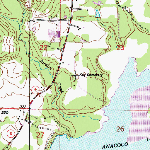 Topographic Map of Kay Cemetery, LA