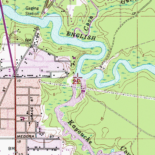 Topographic Map of Kayouche Coulee, LA