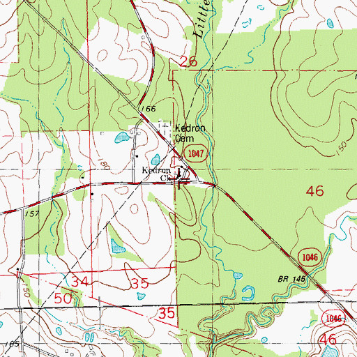Topographic Map of Kedron Church, LA