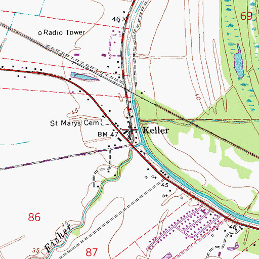 Topographic Map of Keller, LA