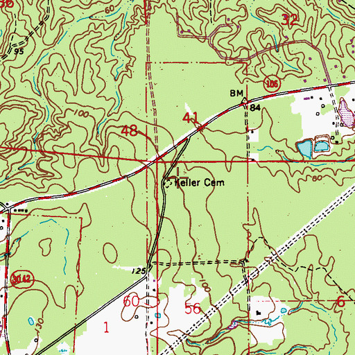 Topographic Map of Keller Cemetery, LA