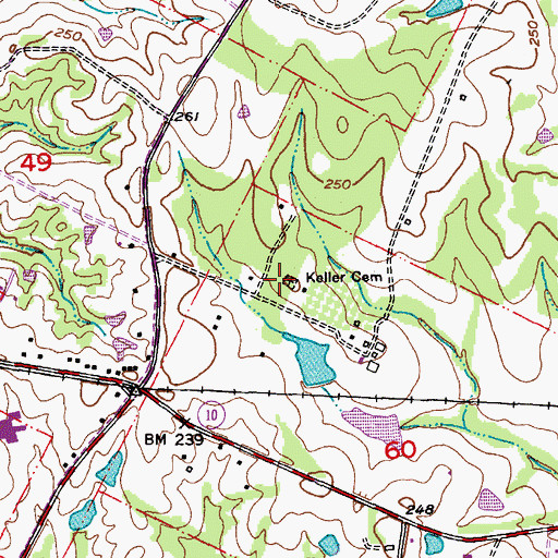 Topographic Map of Keller Cemetery, LA