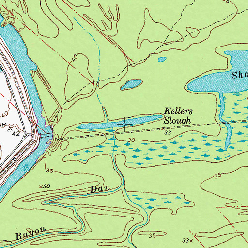 Topographic Map of Kellers Slough, LA