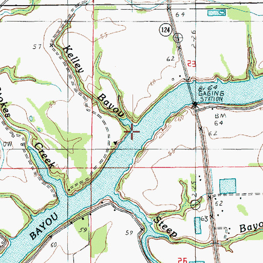 Topographic Map of Kelley Bayou, LA