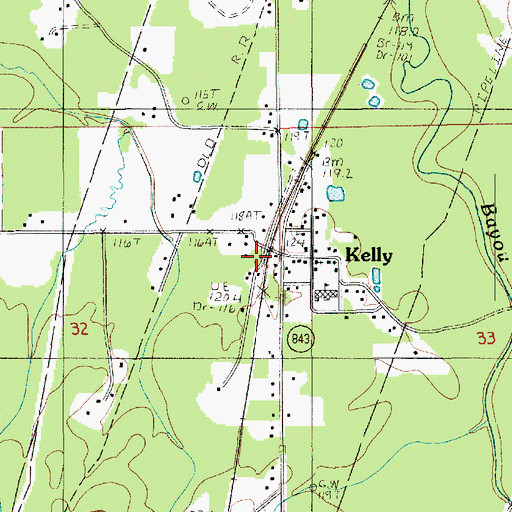 Topographic Map of Kelly, LA