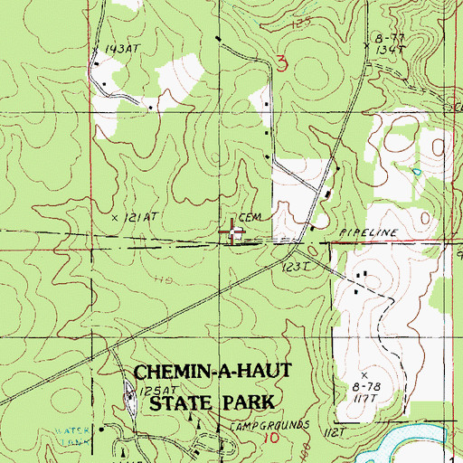 Topographic Map of Kelly Cemetery, LA