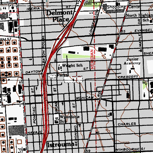 Topographic Map of Ken-Warren Playground, LA