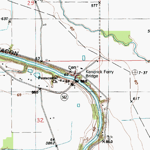 Topographic Map of Kendrick Ferry, LA
