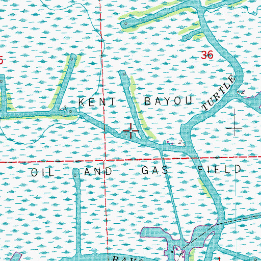 Topographic Map of Kent Bayou Oil and Gas Field, LA