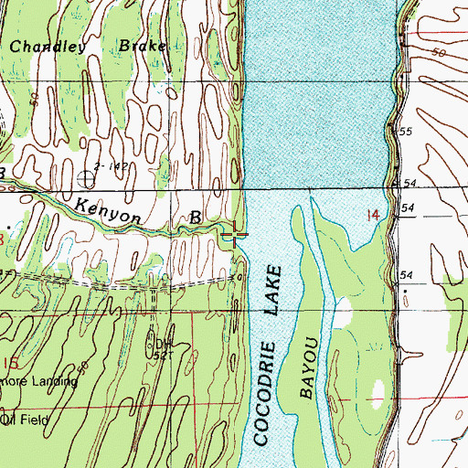 Topographic Map of Kenyon Bayou, LA