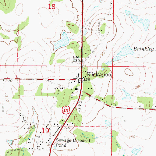 Topographic Map of Kickapoo, LA
