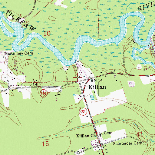 Topographic Map of Killian, LA