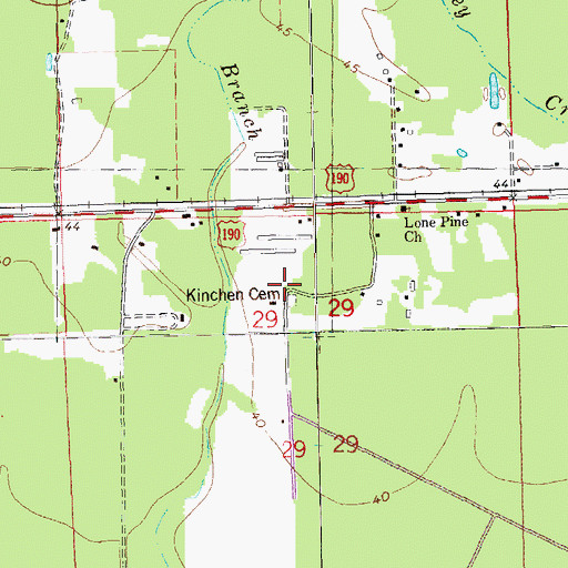 Topographic Map of Kinchen Cemetery, LA