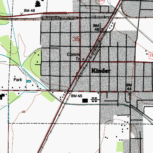 Topographic Map of Kinder, LA