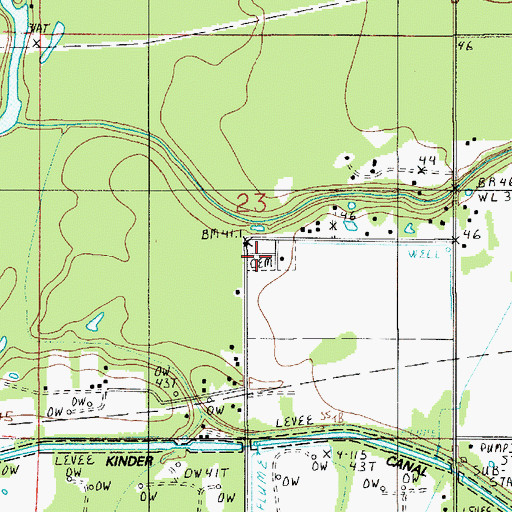 Topographic Map of Kinder Cemetery, LA
