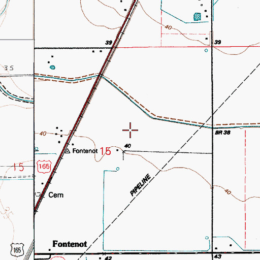 Topographic Map of Kinder Ditch, LA