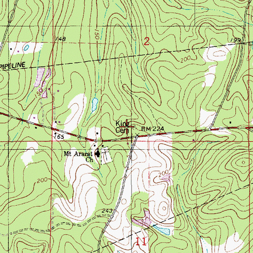 Topographic Map of King Cemetery, LA