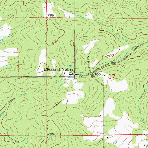 Topographic Map of Pleasant Valley Church, AR