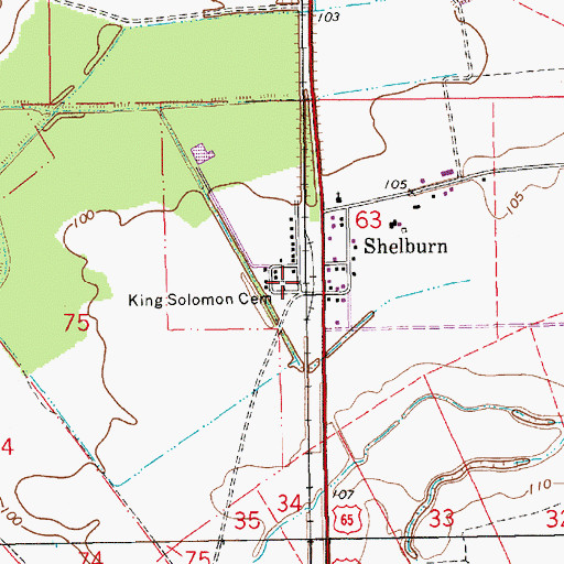 Topographic Map of King Solomon Cemetery, LA