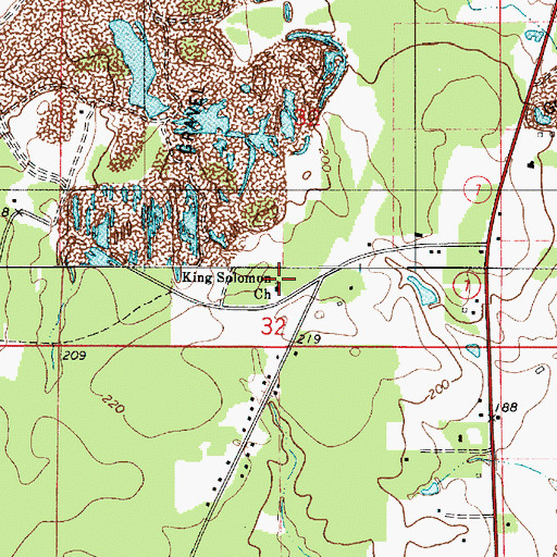 Topographic Map of King Solomon Church, LA