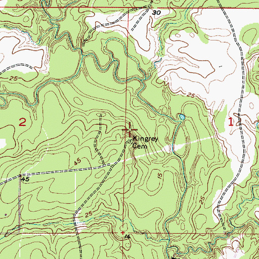 Topographic Map of Kingrey Cemetery, LA