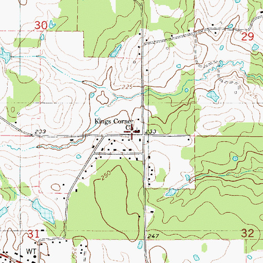 Topographic Map of Kings Corner Church, LA