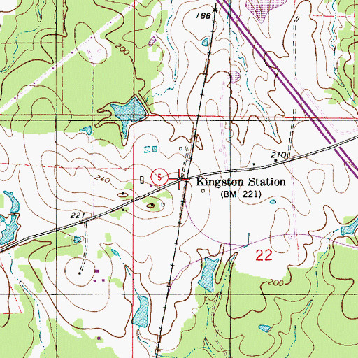 Topographic Map of Kingston Station, LA