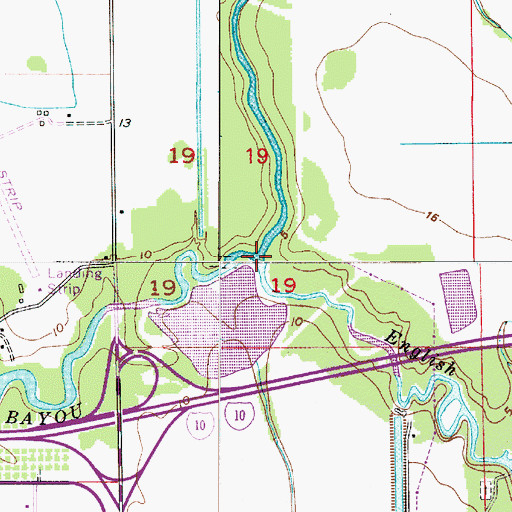 Topographic Map of Kinner Gully, LA