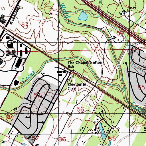 Topographic Map of Kleinpeter Cemetery, LA