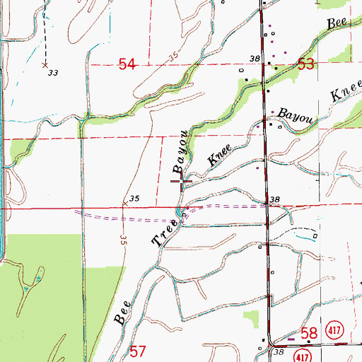 Topographic Map of Knee Bayou, LA