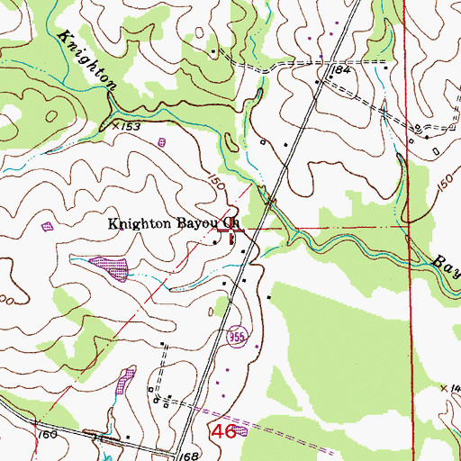 Topographic Map of Knighton Bayou Church, LA