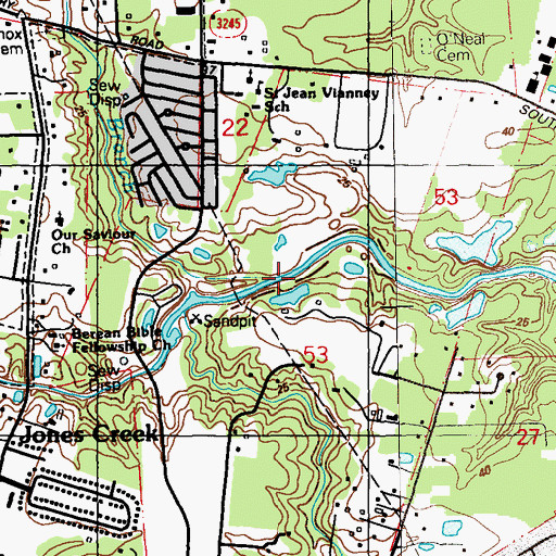 Topographic Map of Knox Branch, LA
