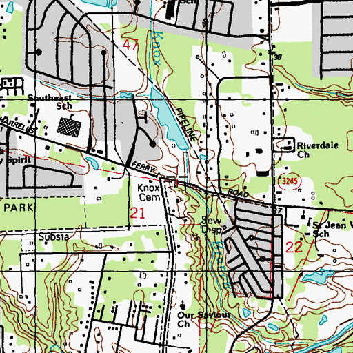 Topographic Map of Knox Cemetery, LA