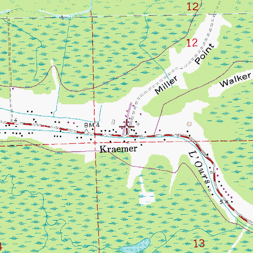 Topographic Map of Kraemer, LA