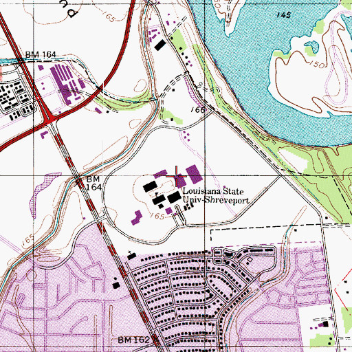 Topographic Map of Louisiana State University - Shreveport, LA