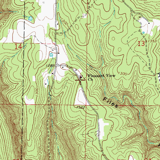 Topographic Map of Pleasant View Church, AR