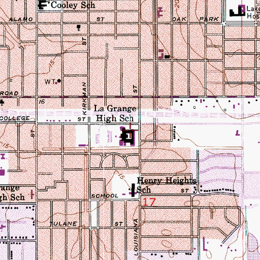 Topographic Map of LaGrange High School, LA