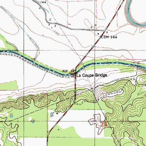 Topographic Map of LaCoup Bridge, LA