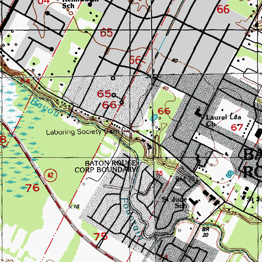 Topographic Map of Laboring Society Cemetery, LA