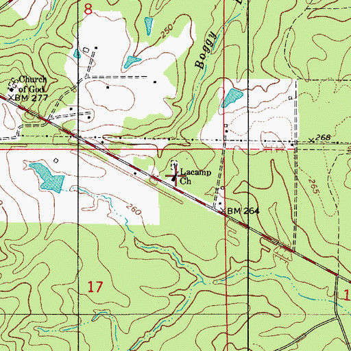 Topographic Map of Lacamp Church, LA
