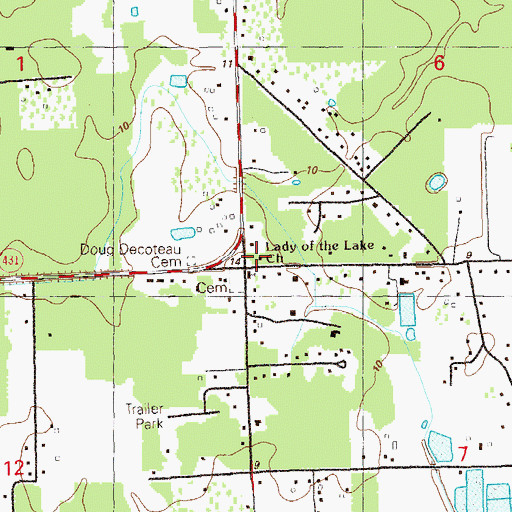 Topographic Map of Lady of the Lake Church, LA