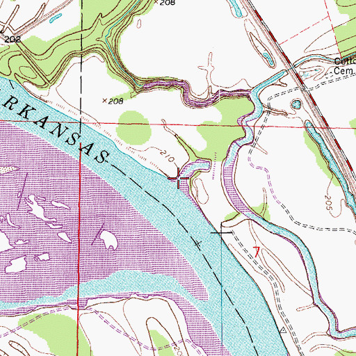 Topographic Map of Plum Bayou, AR